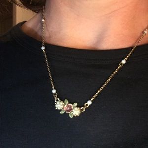 Vintage enameled rose necklace